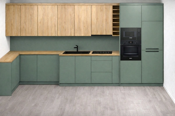 návrh kuchyň fjordská zelená