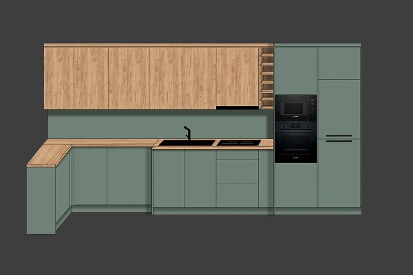 návrh kuchyň fjordská zelená